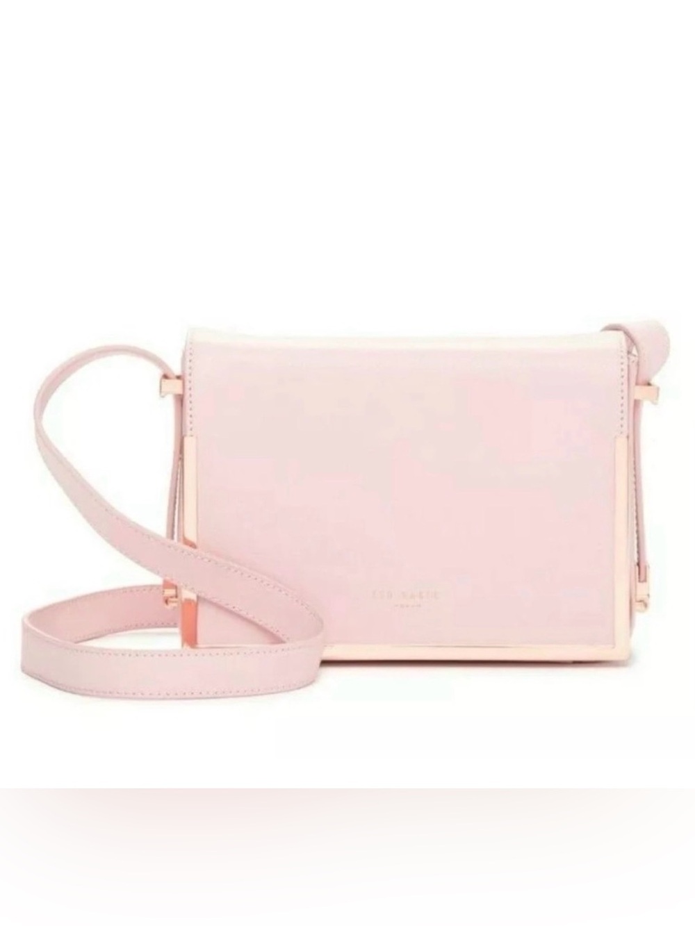 Ted Baker Pale Pink Leather Crossbody with Gold Accents